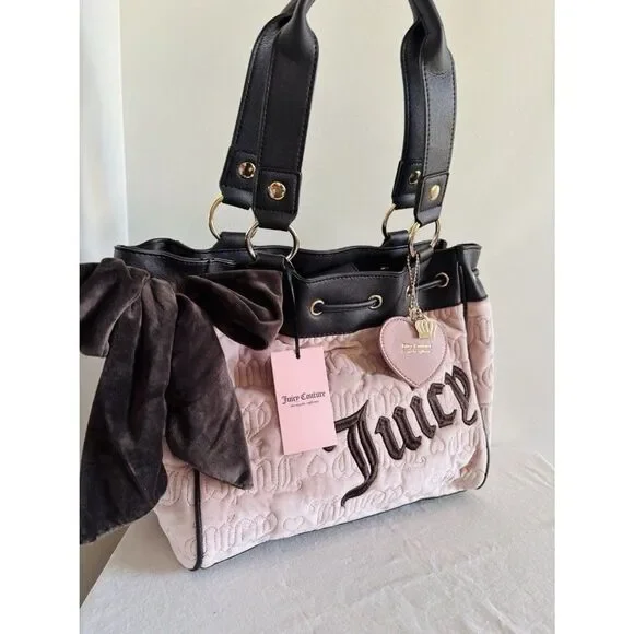 Juicy Couture Vintage Dreams Tote Bag Daydreamer Blush Pink Brown Shoulder NWT - Picture 2 of 10